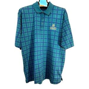 The Old Course St. Andrews Links Plaid Golf Shirt Green Size XL